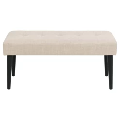 Halbankje Gloria Zwart Stalen Onderstel, Getuft 95x38x45 Cm - Beige -Songmics Winkel Ontwerp zonder titel 2023 10 25T153448.387 252d