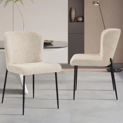 Lisa Bouclé Beige Stoel - Metalen Poten, H 85 X B-L 50 X D-P 62 Cm -Songmics Winkel Ontwerp zonder titel 2023 11 08T100203.030 3db5