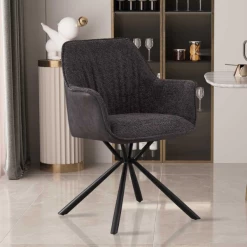 Bouclé Stoel Lucie Lichtgrijze PU Rug | Metalen Poten | H82,5 X B62 X D63 Cm -Songmics Winkel Ontwerp zonder titel 2023 11 14T081436.339 7890