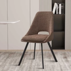 Filou' Bouclé Zand Stoel | Bruine PU Bekleding - 85x48x56cm