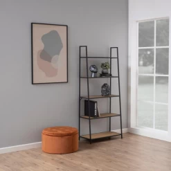 Stoffen Voetenbank Copper Vic Met Verborgen Opbergruimte, Ø60x35 Cm