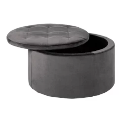 Donkergrijze Opberghoes: Retina Rond, Getuft, Ø60x35 Cm -Songmics Winkel Ontwerp zonder titel 2023 11 15T155150.101 1cf3