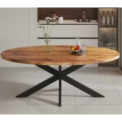 Magnolia Houten Ovalen Tafel Alexa - Metalen Frame - 200 Cm