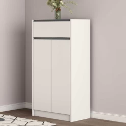 Schoenenkast 'Lilly' 2 Deurs 1 Lade Wit | H 117 X B 60 X D 35 Cm -Songmics Winkel Ontwerp zonder titel 2023 11 16T095713.437 b2ab