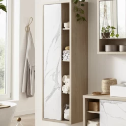 Kolomkast Latima 52x35x160cm - Eik/marmer