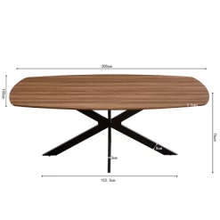 Aziz 200 Cm Deense Ovaal Tafel Met Oude Eikdecor | Metalen Poten, MDF Blad, ABS Rand | H76 X B200 X D100 Cm - 25mm -Songmics Winkel Ontwerp zonder titel 2023 11 21T101303.643 0cb2