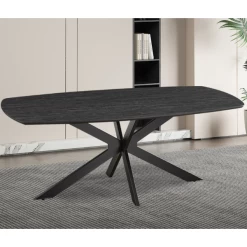 Aziz 200 Cm Deense Ovaal Tafel Donkerbruin | Metalen Poten, MDF Blad, ABS Rand | H76 X B200 X D100 Cm - 25mm -Songmics Winkel Ontwerp zonder titel 2023 11 22T092544.348 7eaa