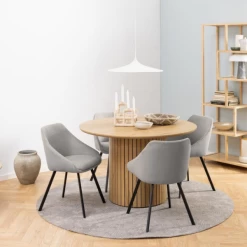 Comfortabele Eetkamerstoel Nils: Lichtgrijze Stof, Armleuning En Matzwart Stalen Onderstel -Songmics Winkel Ontwerp zonder titel 2023 11 22T134541.137 b566