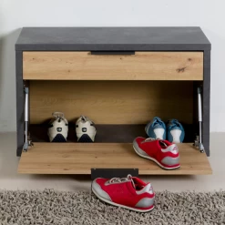 Halbankje Sento Met Lade En Klapdeur - Eikdecor/antraciet -Songmics Winkel Ontwerp zonder titel 2023 11 22T155530.998 7514