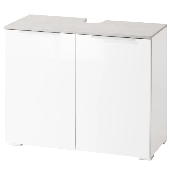 Wastafelonderkast Galatea 70cm Met Twee Deuren - Hoogglans Wit/betonlook 9 Wastafelonderkast Galatea 70cm Met Twee Deuren - Hoogglans Wit/betonlook - Afbeelding 7