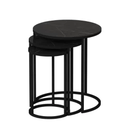 Ronde Woody Salontafels - Set Van 3 - Zwart/marmer -Songmics Winkel Ontwerp zonder titel 2023 11 29T155829.087 a11f