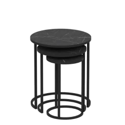 Ronde Woody Salontafels - Set Van 3 - Zwart/marmer -Songmics Winkel Ontwerp zonder titel 2023 11 29T155849.995 8a6b