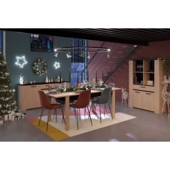 Eetkamer Hongkong: Verlengbare Eettafel, Buffetkast, Dressoir - Eik/zwart