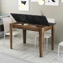 Keukentafel Woody Fashion - 110x72x75 Cm - Walnoot/marmer -Songmics Winkel Ontwerp zonder titel 2023 12 07T162657.555 28bd