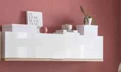 Hangkast Maki 160cm Met Klapdeur - Eikdecor/hoogglans Wit -Songmics Winkel PN0384K774 AMB 0cc8