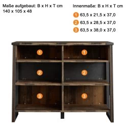 Bartafel Prime | 140 X 48 X 105 Cm | Old Wood-decor -Songmics Winkel Prime WO 1868 550 23 Datenblatt 20190207 8ae1