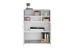 FMD Boekenkast Pjotr - Beton/wit -Songmics Winkel RUST 3 front offen deko 30ec