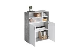 FMD Boekenkast Pjotr - Beton/wit -Songmics Winkel RUST 3 perspektive offen deko dca7