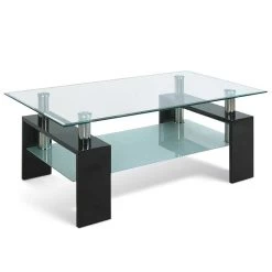 Salontafel Alana Spaanplaat/glas - Zwart -Songmics Winkel Rousseau 3000 2 salontafel table basse Alana 5 5f71
