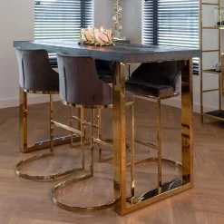 RICHMOND Bartafel Bony 160x80cm Visgraatmotief - Zwart/goud