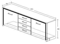 Dressoir Sela 211cm - Grijze Eik -Songmics Winkel SB 19026 S5V 4bd2