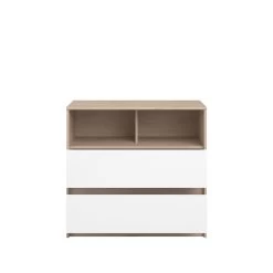 Commode Shelby 84cm - Eik/wit -Songmics Winkel SHELTER 2400 CO2T OUV F 424f