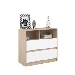 Commode Shelby 84cm - Eik/wit -Songmics Winkel SHELTER 2400 CO2T STYLE C ee30