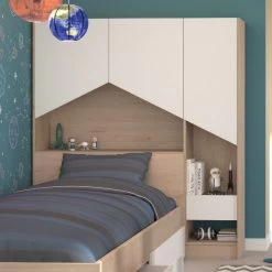 Achterbouw Bed & Bureau Shelby - Eik/wit