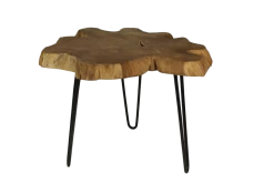 Salontafel Harvey ø55cm Met Haarspeldpoten - Ijzer / Teak Boomstam -Songmics Winkel SHS 1005 2 cff3