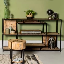 Buffet Levels 150cm Met Open Vakken - Mangohout/ijzer