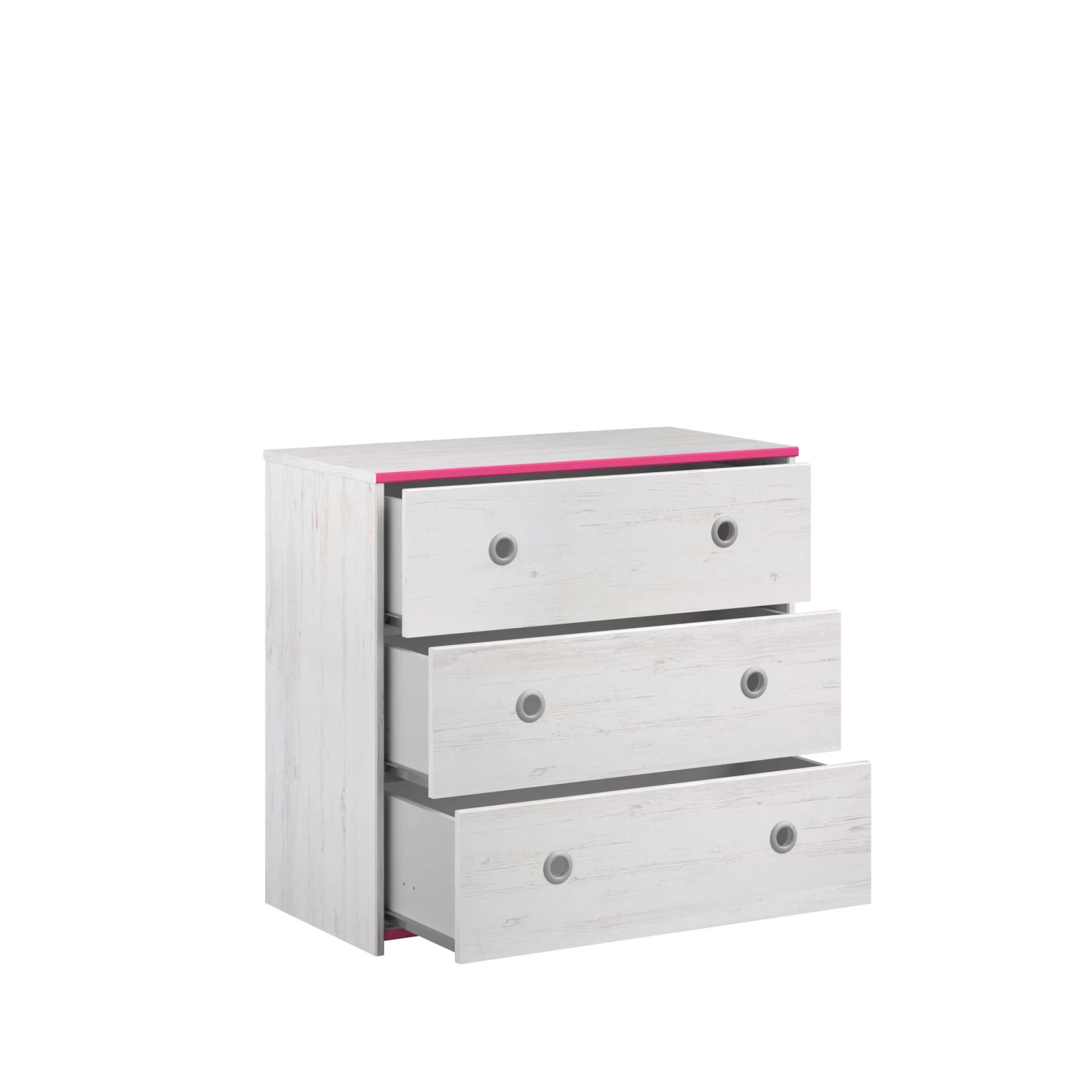 Commode Smoozy 79cm Met 3 Lades - Wit/roze Of Wit/blauw 11 Commode Smoozy 79cm Met 3 Lades - Wit/roze Of Wit/blauw - Afbeelding 9