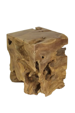 Kruk Block Vierkant – Teak Boomstam Met Natuurlijke Vorm -Songmics Winkel STSQ M 2 7c70