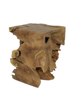 Kruk Block Vierkant – Teak Boomstam Met Natuurlijke Vorm -Songmics Winkel STSQ M 3 eaec