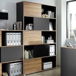 Boeken- & Opbergkast Tyson - Antraciet/eik