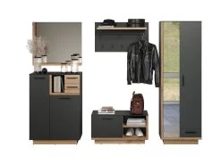 Garderobeset Synnax | Wandkapstok, Bank, Spiegel, Kolom- En Bijzetkast | Anthracite Oak -Songmics Winkel Synnax GD 2134 911 84 frontal D Freisteller 20230320 1f3c