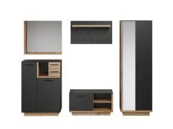 Garderobeset Synnax | Wandkapstok, Bank, Spiegel, Kolom- En Bijzetkast | Anthracite Oak -Songmics Winkel Synnax GD 2134 911 84 frontal Freisteller 20230320 a462