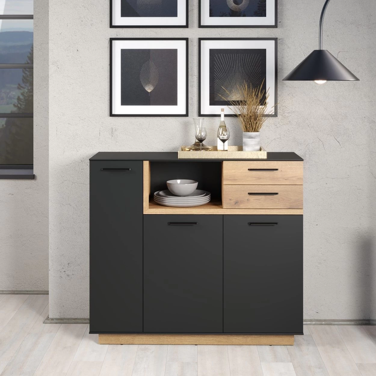 Dressoir Synnax | 128 X 40 X 113 | Anthracite Oak 11 Dressoir Synnax | 128 X 40 X 113 | Anthracite Oak - Afbeelding 9