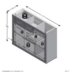 FMD Commode Turbo Met 3 Deuren & 3 Laden - Beton/hoogglans Wit -Songmics Winkel Turbo 2 3D b27a