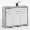 FMD Commode Turbo Met 3 Deuren & 3 Laden - Beton/hoogglans Wit