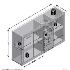 FMD Commode Turbo Met 3 Deuren & 4 Laden - Oude Eik/hoogglans Wit -Songmics Winkel Turbo 3 3D b54a