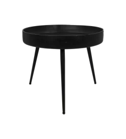 Bijzettafel Ventura ø50cm Mangohout/ijzer - Zwart -Songmics Winkel VENTURA50BL 2 a871