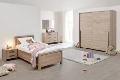 Eenpersoonsbed Lavio 90x200cm - Eikdecor/zwart -Songmics Winkel Viola 2DS 5ae1