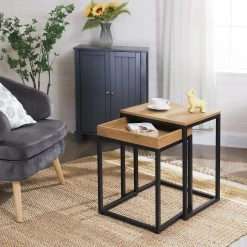 Set Van 2 Vierkante Bijzettafels Hanne 45x40 - Mango/zwart -Songmics Winkel XLNT02N 4 cff4