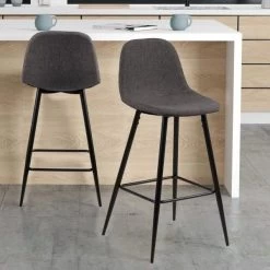 Barstoel Wilhelm, H: 65cm - Donkergrijs/zwart