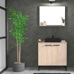 Badkamerkast Dotan Met 2 Deuren & Spiegel - Eik