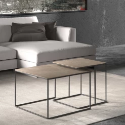 Set Van 2 Bijzettafels Lou - Zwart/goud