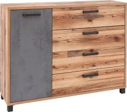 Commode Kalas 125cm Met 1 Deur & 4 Lades - Bruin/grijs -Songmics Winkel d4300680 34be 54ab affb ea7b606ba41c f4ab