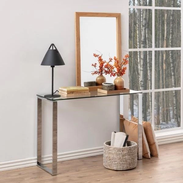 Sidetable Nicola 110cm - Glazen Blad/metaal 3 Sidetable Nicola 110cm - Glazen Blad/metaal