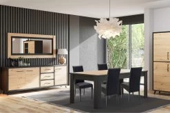 Eettafel Wiva 160x90 - Zwart/hout -Songmics Winkel wiva eetkamer met stoelen adria lr1 5d1e